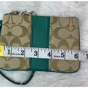 COACH Green Khaki Signature Canvas Wristlet thumbnail 8