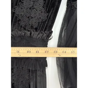 TOV Los Angeles Black Velvet Lace Maxi Dress Size 38 US 6 Small Witchy Victorian thumbnail 12