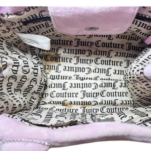 Juicy Couture Velour Rhinestone Mini Tote Y2K Pink Crossbody Bag Charm Coquette thumbnail 11