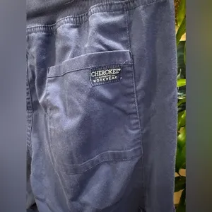 EUC Cherokee dark blue scrub pants relax style 6 pockets Sz XS elastic waist. thumbnail 3