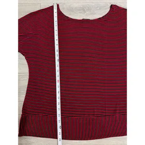 Made in Heaven Top L Red Black Striped Scoop Neck 3/4 Dolman‎ Sleeve Oversized thumbnail 5