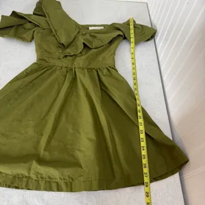 Olive Green Fit and Flare Ruffled Mini Dress thumbnail 14