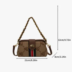 Monogram Chain Shoulder Bag Cream Gold Stripe Crossbody Clutch NIP thumbnail 7