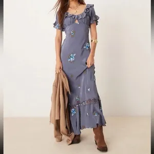 NEW FREE PEOPLE Bali Santa Cruz midi Dress In Blue sz XS thumbnail 3