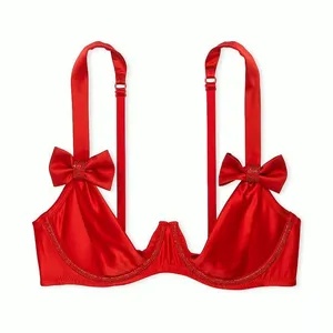 Victoria’s Secret Dream Angels Twinkle Bows Satin Bra Bright Vermillion Small thumbnail 1