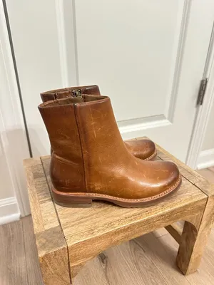 FRYE Veronica Leather Zip Booties in Bronze Size US 6 thumbnail 3