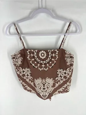 American Eagle AE Bandana Top Mauve Paisley Tie Back Size S thumbnail 2