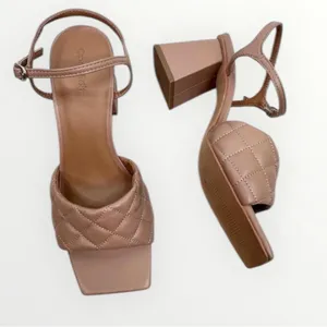 Open Edit Block Heel Ankle Strap Quilted Square Toe Open Toe Sandals Size 8.5 thumbnail 1