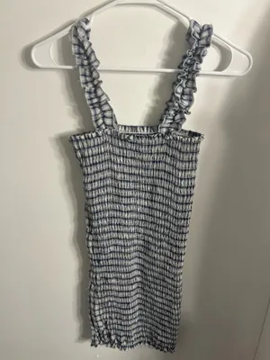 Emory Park Blue and White Gingham Smocked Mini Dress thumbnail 2