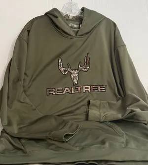 Buckhorn River Realtree Olive Green Men's Pullover Hoodie with Logo thumbnail 1