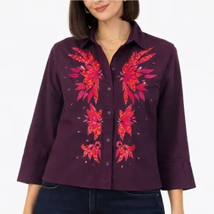 Maeve Anthropologie purple sequin cropped blouse 2 thumbnail 1