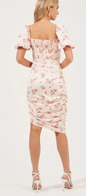 ASTR the Label Cinched Ruffle Front Short Sleeve Dress thumbnail 3