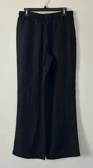 Zara Black Lyocell Viscose High Rise Wide Leg Flowy Casual Pull On Pant S thumbnail 1