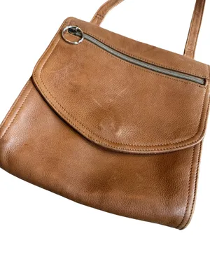 Fossil 75082 Cognac Leather Crossbody Bag Flap Front Purse Snap One Size Women's thumbnail 2