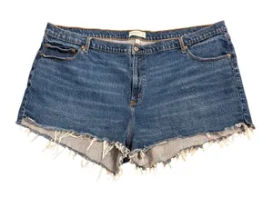 Abercrombie Fitch Curve Love Mom Shorts High Rise Distressed Denim Size 37/24‎ thumbnail 1