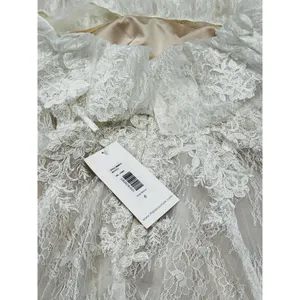 Theia Imelda off-the-shoulder embellished Chantilly Ivory lace bridal gown sz O thumbnail 13