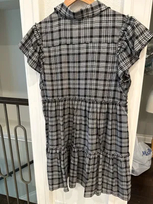 Dress Forum Plaid Tiered Babydoll Mini Dress Ruffle Trim Cottage Grunge thumbnail 7