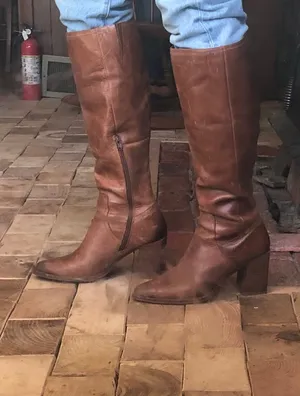 Leather knee high boots Brown Size 9.5 thumbnail 2