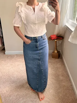 Mango long denim high waist skirt. S thumbnail 12