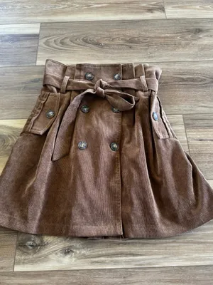 bohme Brown Corduroy Button-Front Mini Skirt with Tie Waist thumbnail 2