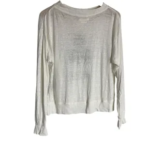 Isabel Marant White 100% Linen Graphic Logo Long Sleeve Knit Shirt Size Medium thumbnail 10