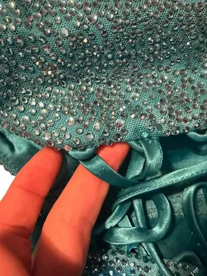 Rhinestone Bustier Corset Top Teal Blue Embellished Bralette Rave Festival Glam thumbnail 6