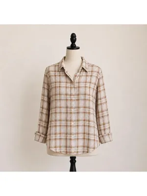 Old Navy Plaid Button Down Shirt Bundle XL Red & Neutral Flannel Tops thumbnail 3