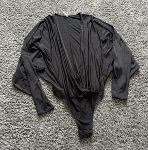 Amanda Uprichard Black Stretch Bodysuit with Surplice Neckline thumbnail 1