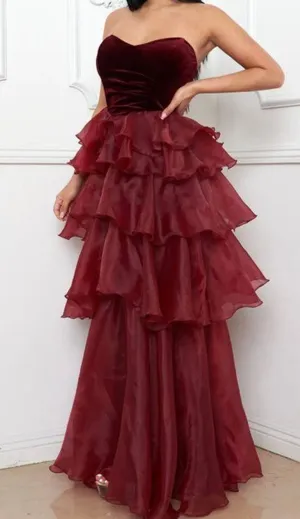 Symphony METALLIC MESH LAYERED RUFFLE MAXI DRESS thumbnail 4