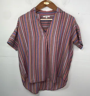 Madewell Womens Courier Button Back Shirt Rainbow Stripe Oversized size XS thumbnail 1