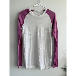 Lululemon Swiftly Tech Long Sleeve White Berry Purple Size 6 Activewear‎ Top thumbnail 2