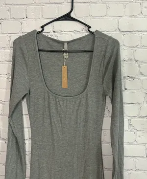 Soft Lounge Long Sleeve Dress Heather Gray Size L thumbnail 4
