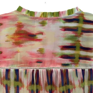 Vintage America Blues Blouse Womens S Multi Boho Peasant Coastal‎ Romantic Artsy thumbnail 5