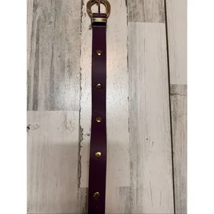 Burgundy Studded Belt Gold Hardware One Size Adjustable thumbnail 5