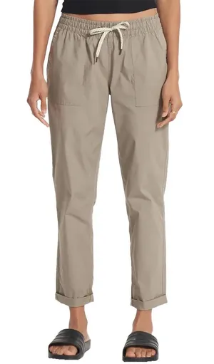 Vuori Women’s Organic Cotton Vintage Ripstop Ankle Pants Drawstrings in Gravel L thumbnail 1