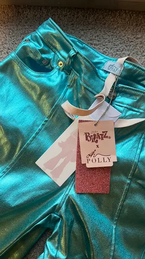 Oh Polly Metallic Denim Cargo Trouser thumbnail 4