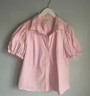 J.Crew Puff Sleeve Preppy Cottage Twee Indie Pinstripe Large Womens Classic thumbnail 1