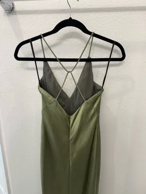 Hello Molly Midi Dress Green Satin thumbnail 4