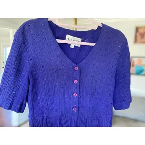 Vintage Button Front Maxi Dress‎ Purple Plaza South L Romantic Wedding Elegant thumbnail 9