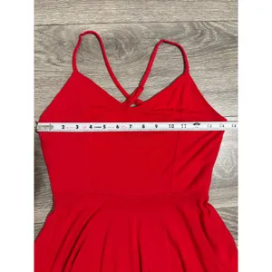Forever 21 Red Skater Dress Small V-Neck Crisscross Back Mini Small Y2K Romantic thumbnail 3