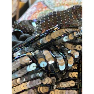 Vtg Scala Beaded Sequin Top Black Silver Embellished Blouse Size Large thumbnail 14