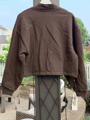 SET Active Heavyweight Sweats Half Zip Sweatshirt Dark Brown XS NWOT thumbnail 3