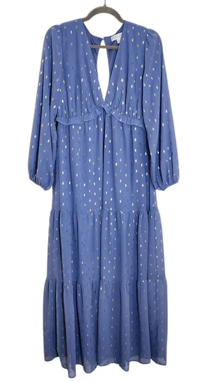 She + Sky Blue and Gold Boho Maxi Dress Size Large Wedding Guest Dress thumbnail 1