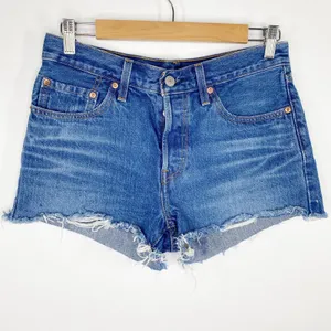 Levi's 501 Button‎ Fly Cut-Off Shorts Women's Size 27 Festival Summer Denim thumbnail 2