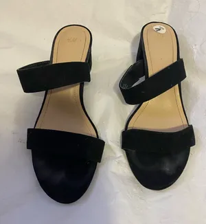 H&M Black Double-Strap Suede Slide Mules thumbnail 1