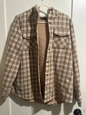 Plaid Fleece Button Up Brown Size M thumbnail 1
