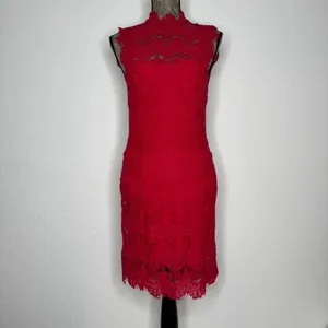 Free People FP Intimately Red Daydream Lace Bodycon Dress SMALL thumbnail 3