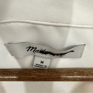Madewell Women's Size‎ Medium Contrast-Stitch Popover Shirt Cream Classic Preppy thumbnail 3