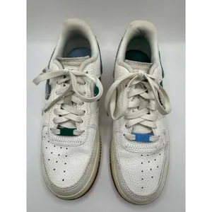 Nike Shoes Women 8.5 Sail Mystic Green Leather Air Force 1 Vandalized‎ Sneakers thumbnail 4
