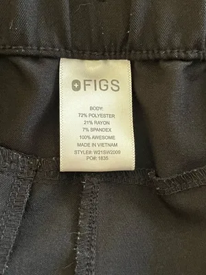 Figs Women’s Black Zamora Jogger Scrub Pants with Gray Drawstring Size Small thumbnail 3